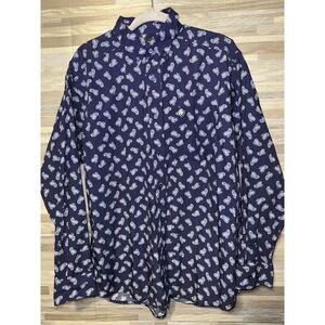 Ariat Men's L Blue Paisley Button Western Stretch Long Sleeve Shirt Rodeo #M
